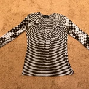 INC Black & White Striped Long Sleeve Top